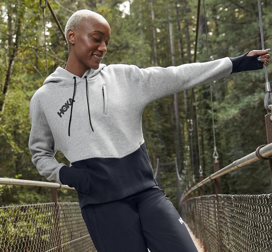 Hoka One One Womens Hoodie - Performance - Grey - LCIH15084